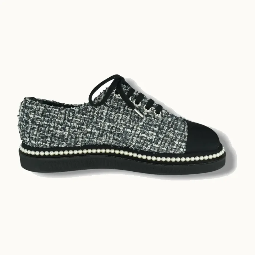 Tenis Chanel Tweed CC Negros y blancos