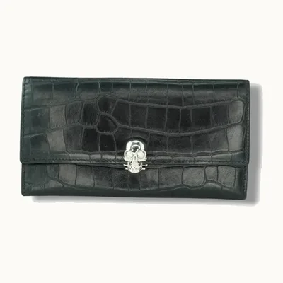 Billetera Alexander McQueen Skull Leather Negra