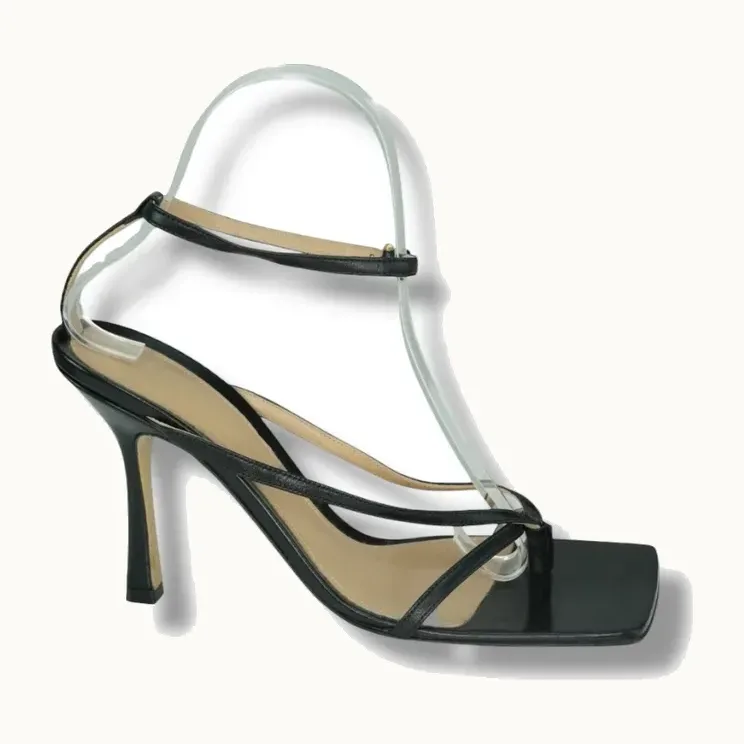 Tacones Bottega Veneta Ankle Strap Square Negros