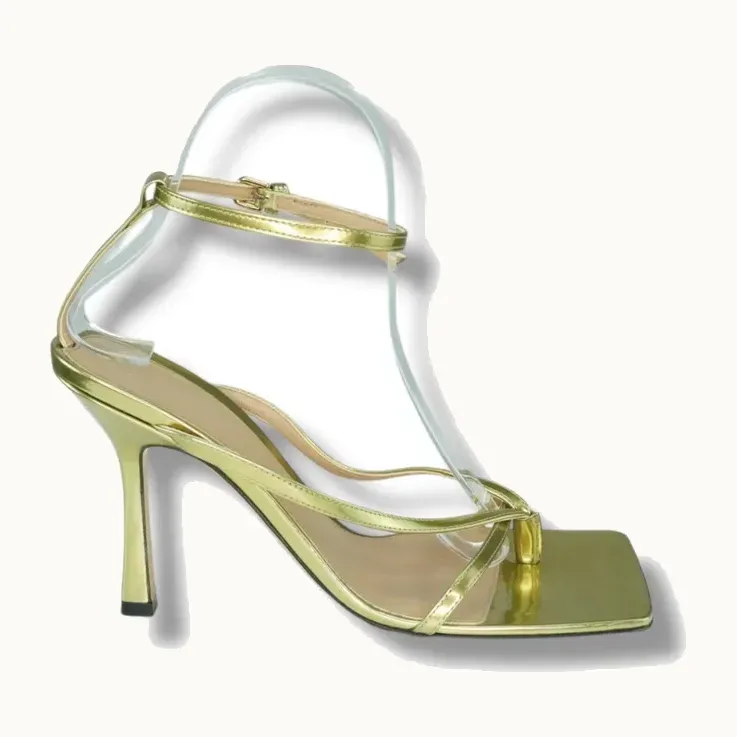 Tacones Bottega Veneta Ankle Strap Square Dorados