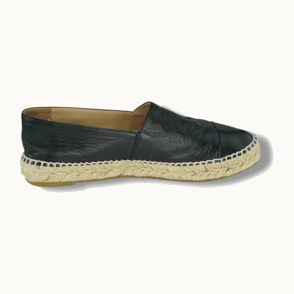 Alpargatas Chanel Leather Negras