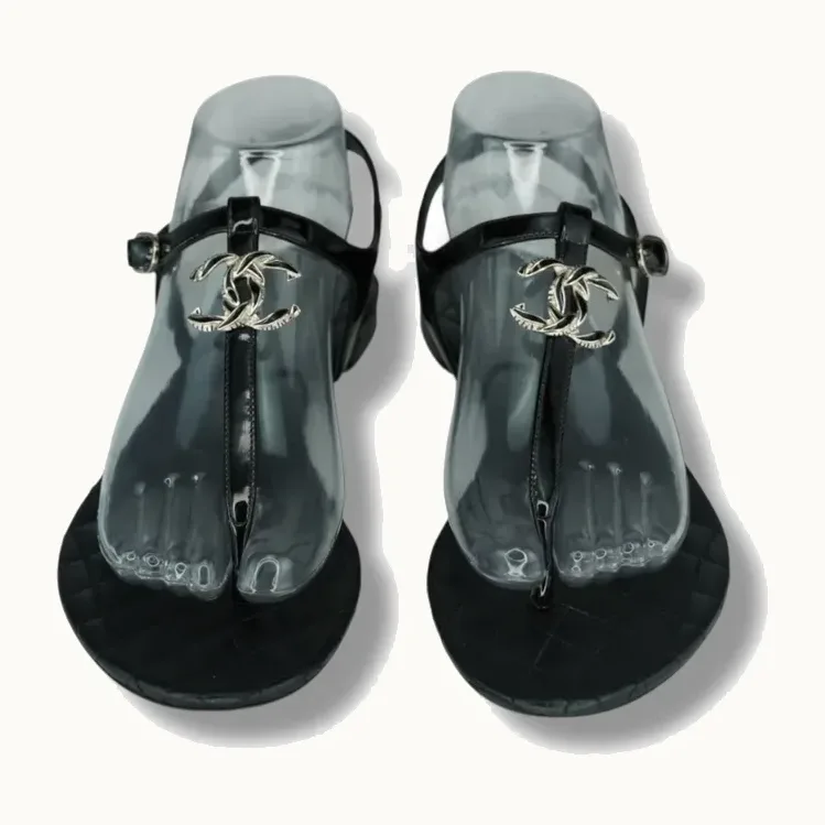 Sandalias Chanel CC Logo Negras