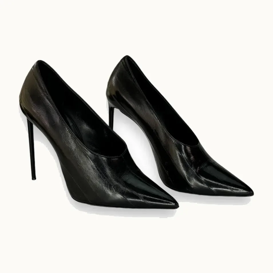 Tacones Saint Laurent Teddy Leather Negros