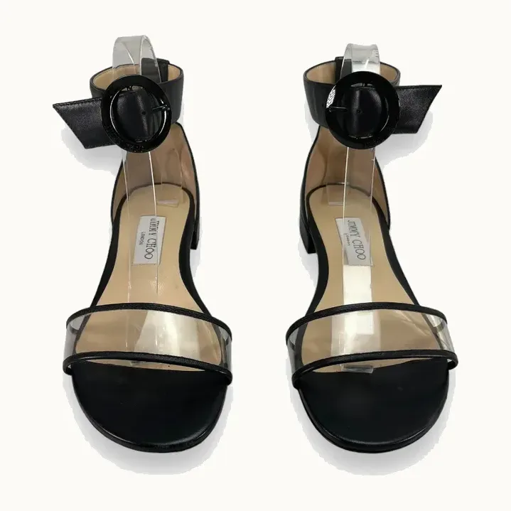 Sandalias Jimmy Choo Leather Jaimie Block Negras
