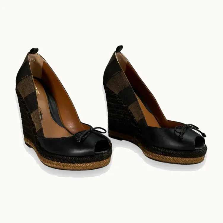 Tacones Fendi Pequin Pattern Canvas