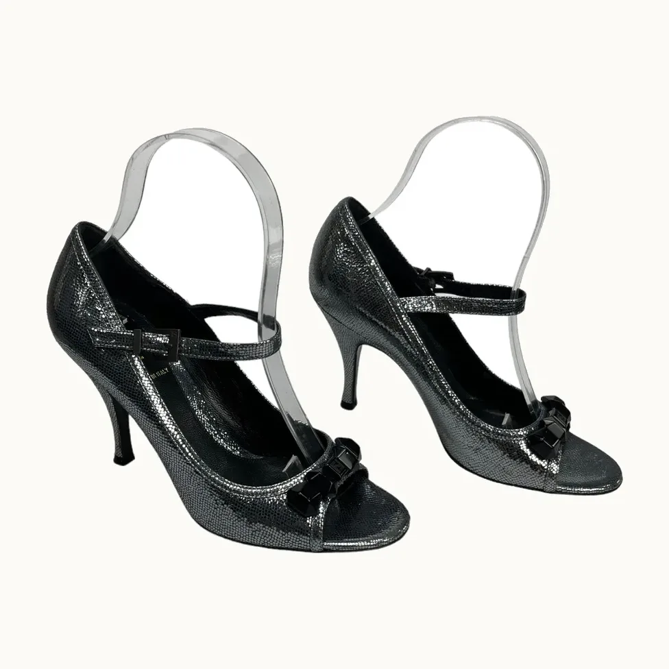 Tacones Peep Toe Fendi High Plateados