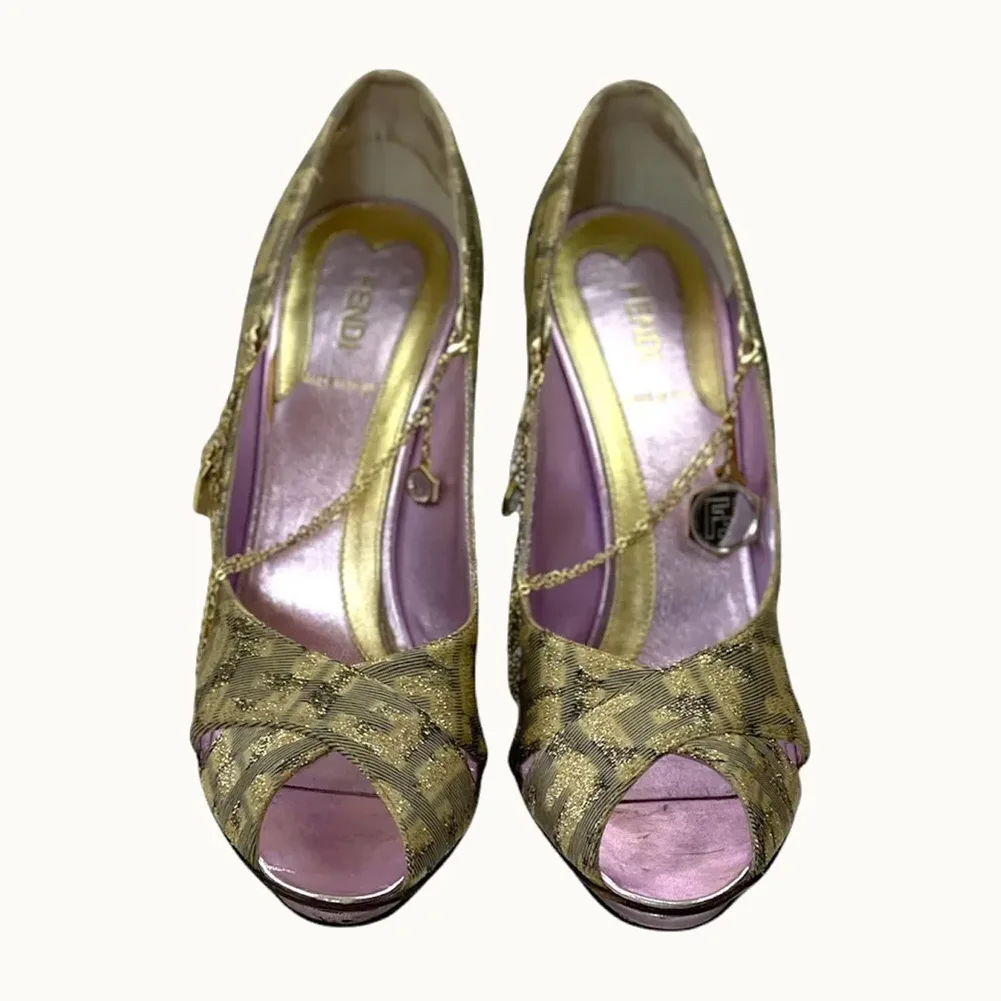 Tacones Fendi Cloth In Dorados