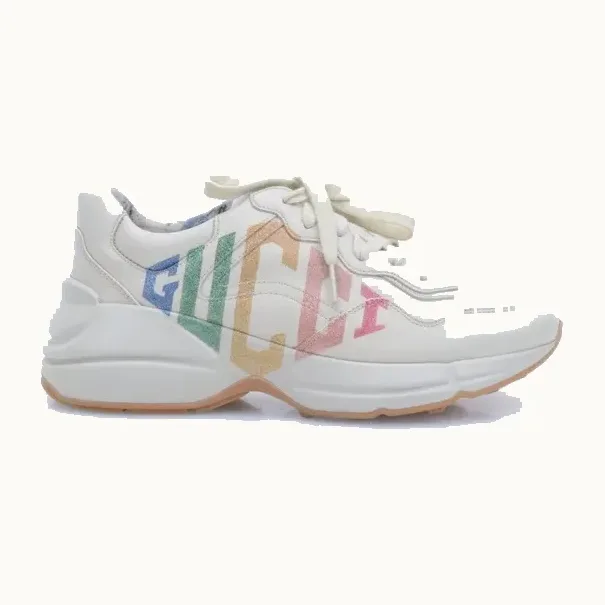 Tenis Gucci Rhyton Glitter Logo Beiges, Talla 38