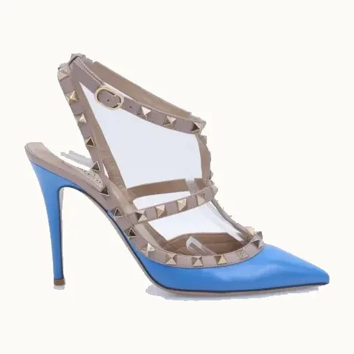 Tacones Valentino Rockstud 100 Azules, Talla 37