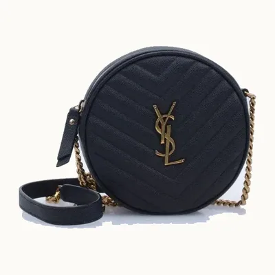 Bolso Crossbody Saint Laurent Vinyle Round Negro