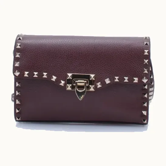 Bolso Crossbody Valentino Rockstud Small Flip Lock Vino