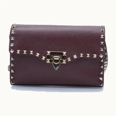 Bolso Crossbody Valentino Rockstud Small Flip Lock Vino