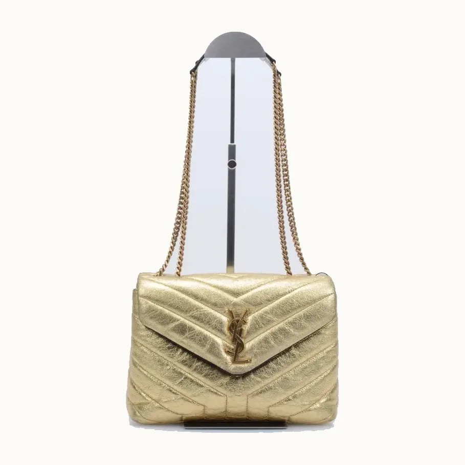 Bolso Crossbody Saint Laurent Loulou Small Metallic Dorado
