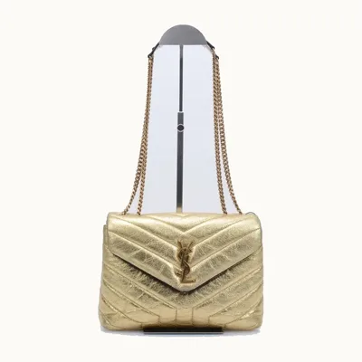 Bolso Crossbody Saint Laurent Loulou Small Metallic Dorado