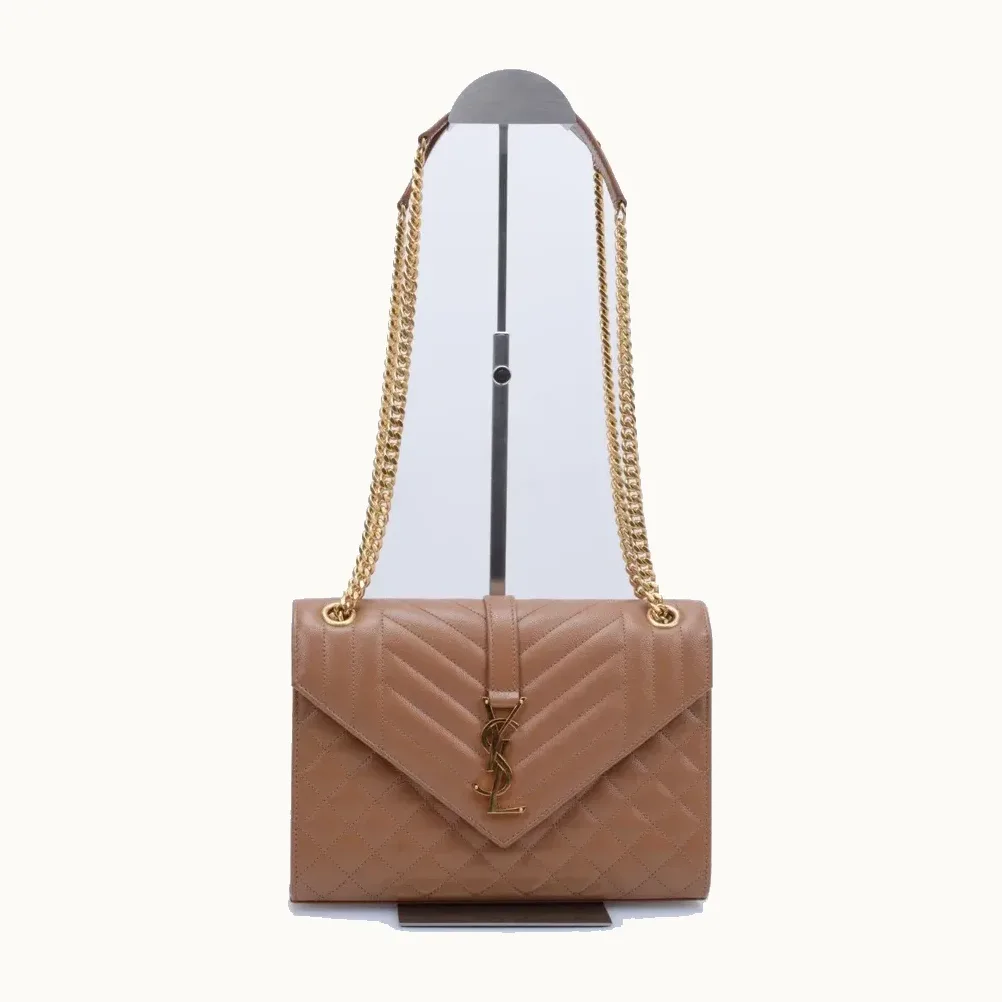 Bolso Crossbody Saint Laurent Envelope Medium Camel