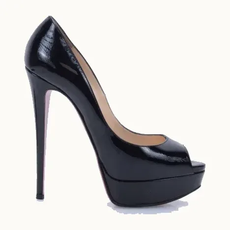 Tacones Christian Louboutin Lady Peep 150 Patent Negros, Talla 38