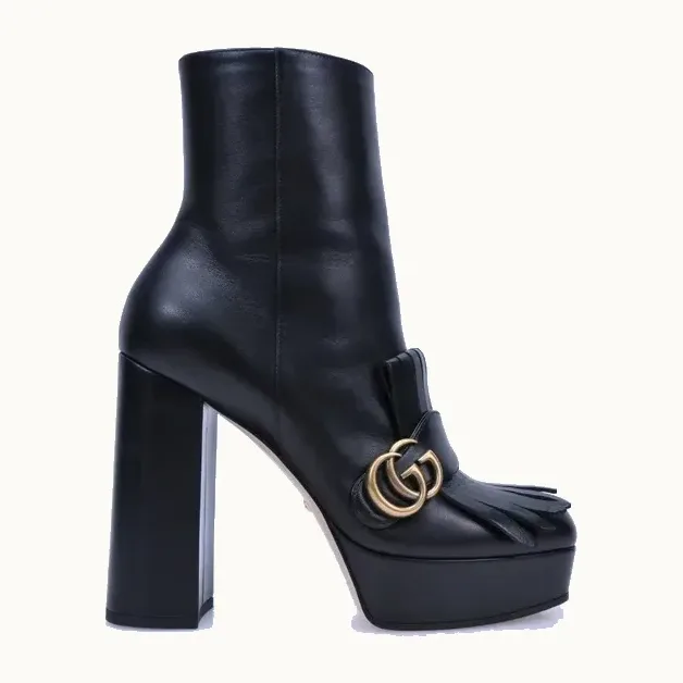 Botas Gucci Marmont GG Fringe Negras, Talla 40