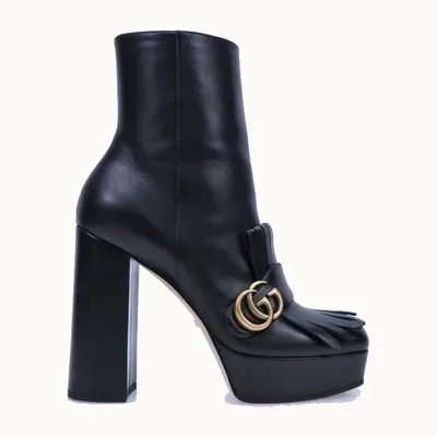 Botas Gucci Marmont GG Fringe Negras, Talla 40