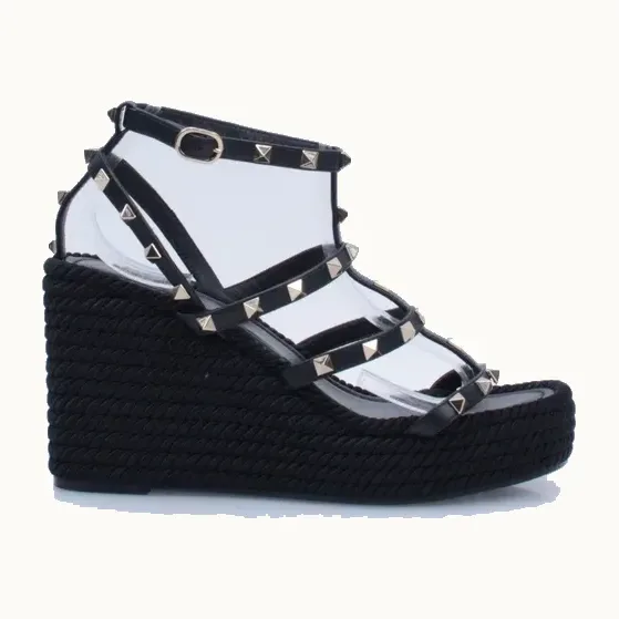 Sandalias Valentino Rockstud 95.0 Negras, Talla 39