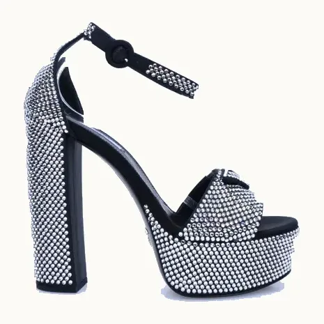 Sandalias Prada Crystal Platforms 135.0 Plateadas, Talla 38.5