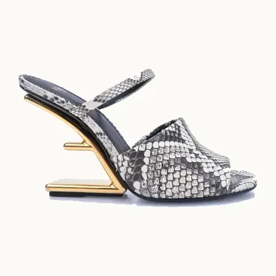 Sandalias Fendi First 95.0 Python Gris, Talla 37