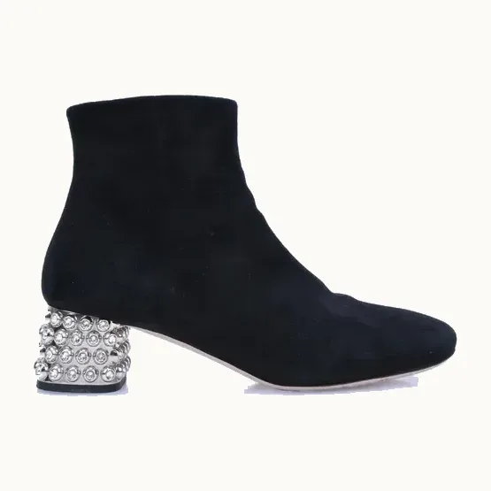 Botines Miu Miu Embellished 45.0 Suede Negros, Talla 36