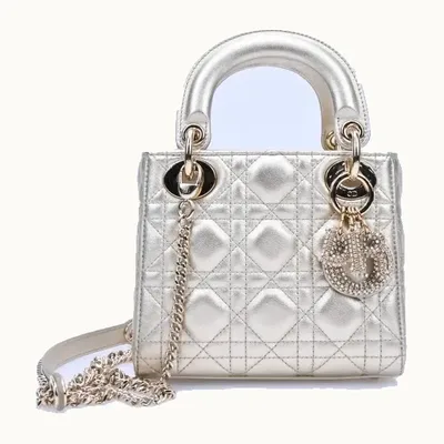 Bolso Crossbody Dior Lady Mini Crystal Dorado