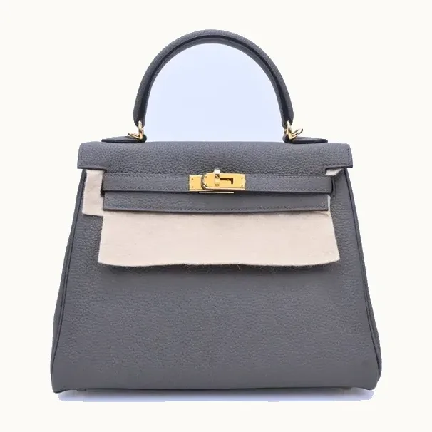 Hermès 25 Togo Retourné Étain Crossbody Bag Grey and Grey