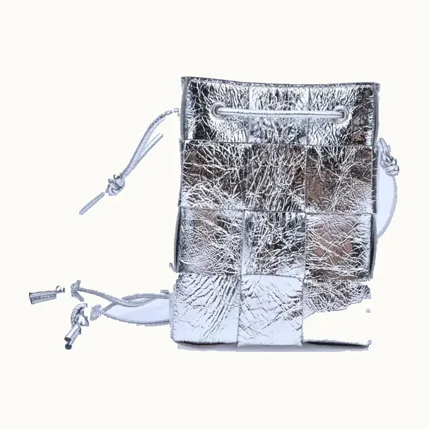 Bolso Bucket Bottega Veneta Bombonera Cassette Plateado