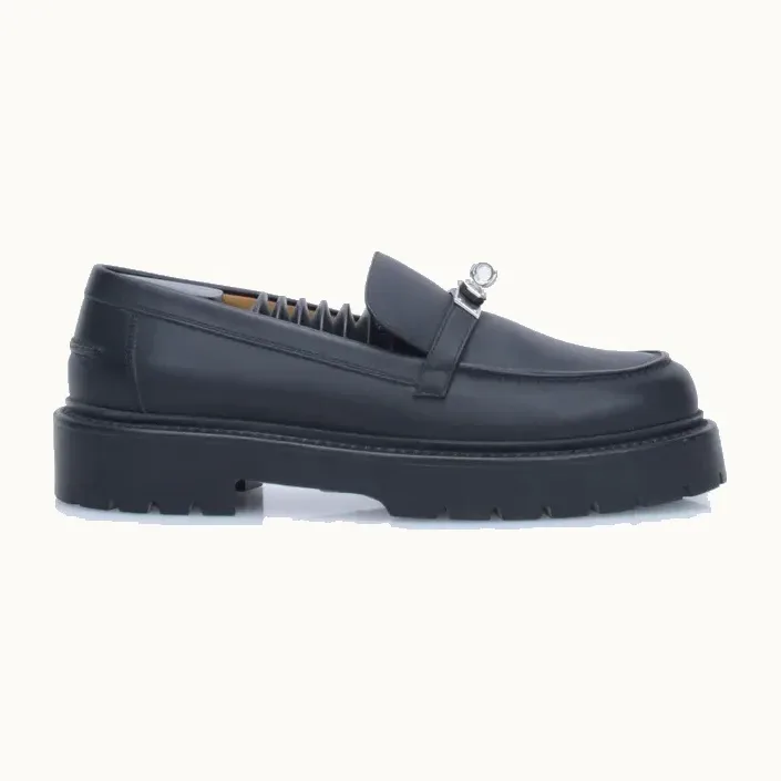 Mocasines Hermès Icone Negros, Talla 38