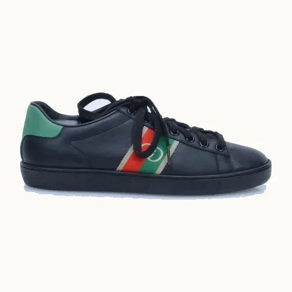 Tenis Gucci Ace Interlocking Negros, Talla 36.5