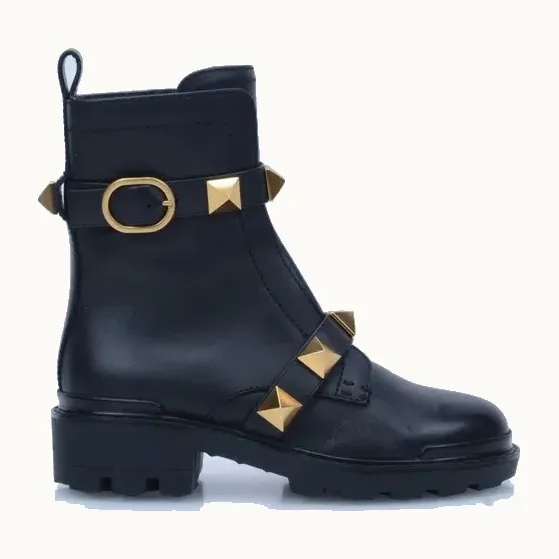 Botas Valentino Roman Stud Negras, Talla 36