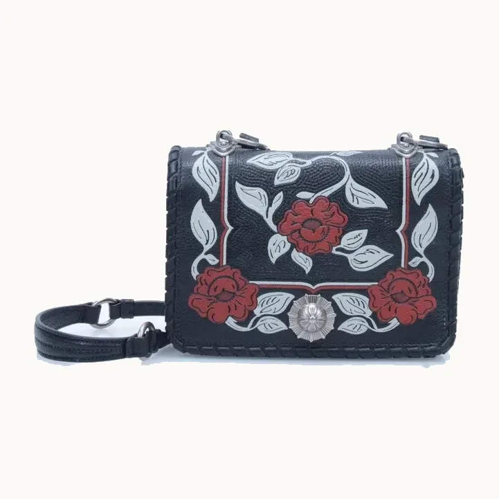 Bolso Crossbody Miu Miu Madras Floral Negro