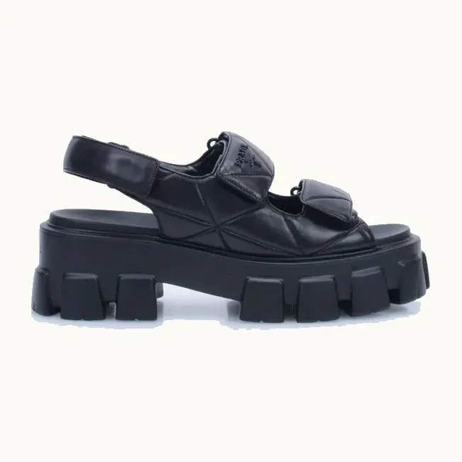 Sandalias Prada Dad Padded Negras, Talla 41