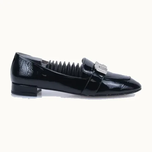 Mocasines Miu Miu Crystal Logo Negros, Talla 37.5