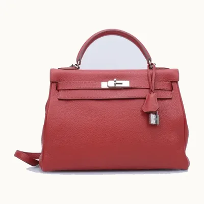 Bolso Kelly Hermès 32 Clemence Retourne Rouge Rojo