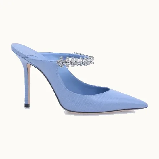 Tacones Jimmy Choo Bing 100 Lizard Embossed Azules, Talla 36.5