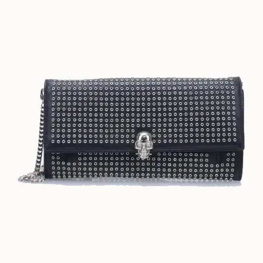 Bolso Crossbody Alexander McQueen Skull WOC Studded Negro