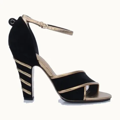 Sandalias Salvatore Ferragamo Ether 105 Velvet Negras, Talla 40