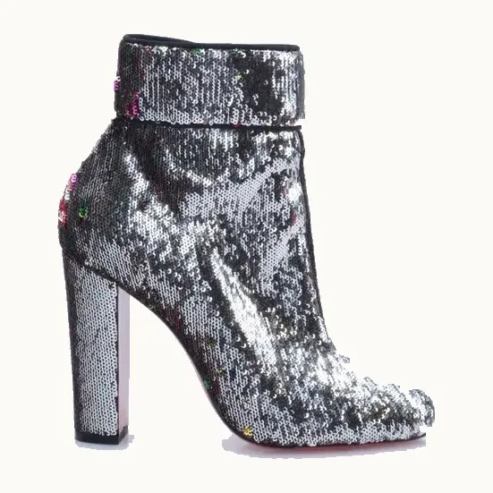 Botines Christian Louboutin Moulamax Plateados, Talla 39.5