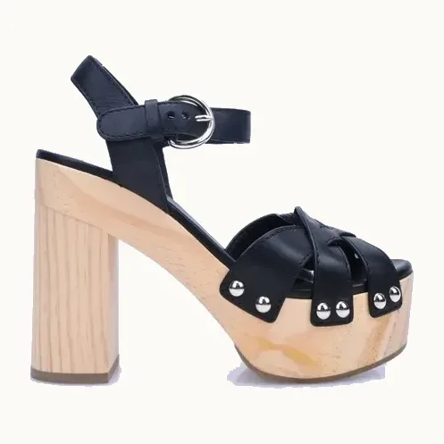 Sandalias Prada Platform Negras, Talla 38