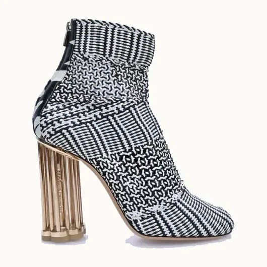 Botines Salvatore Ferragamo Cerreto Woven Negros, Talla 40.5