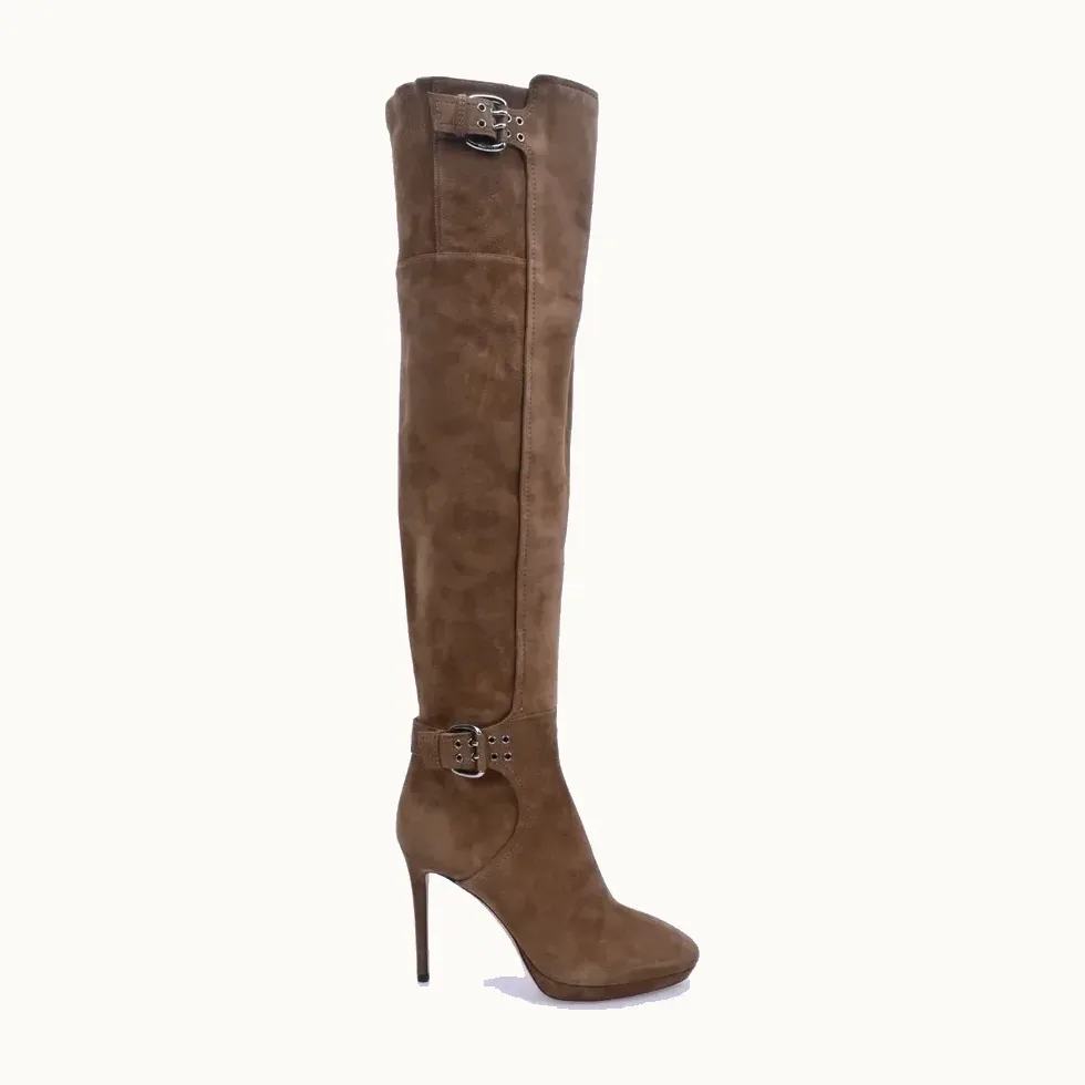 Botas Jimmy Choo 100 Suede Cafés, Talla 38