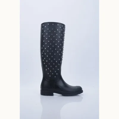 Saint Laurent Studded Rain Boots Black, Size 35