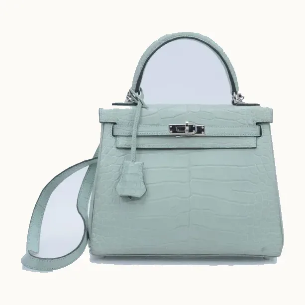 Bolso Kelly Hermès 25 Alligator Mississippiensis Mat Verde