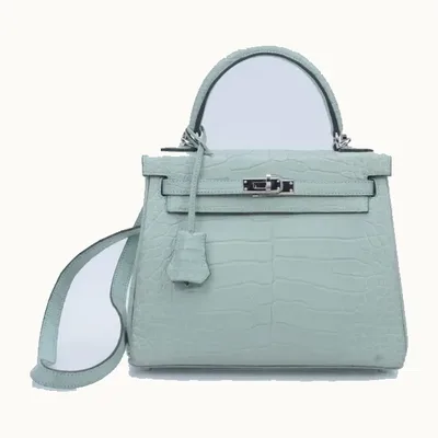 Bolso Kelly Hermès 25 Alligator Mississippiensis Mat Verde