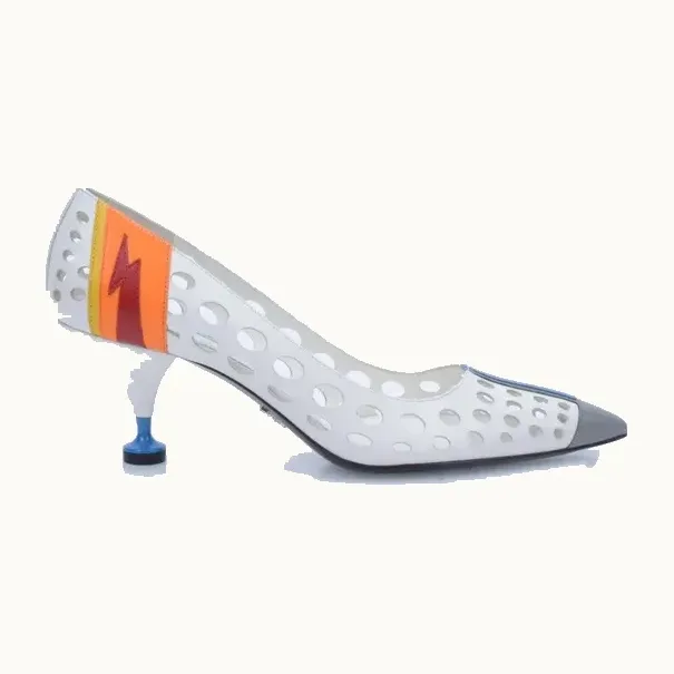 Zapatos Prada Lightning Bolt Ss16 Blancos, Talla 38