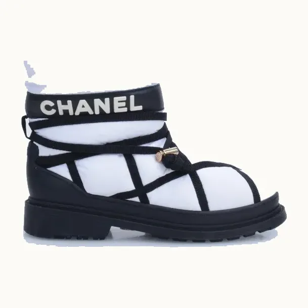 Botas Chanel CC Nylon Snow Blancas, Talla 38