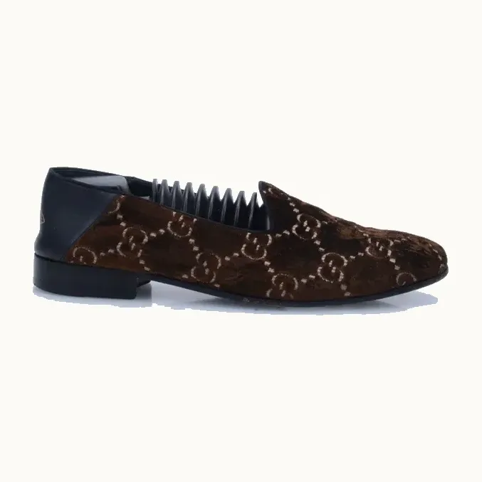 Zapatos Gucci Gallipoli Velvet GG Cafés, Talla 45
