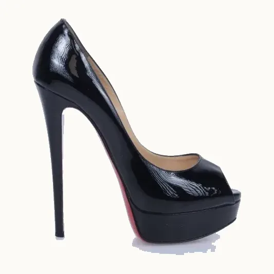 Zapatos Christian Louboutin Lady Peep 150 Patent Negros, Talla 38.5